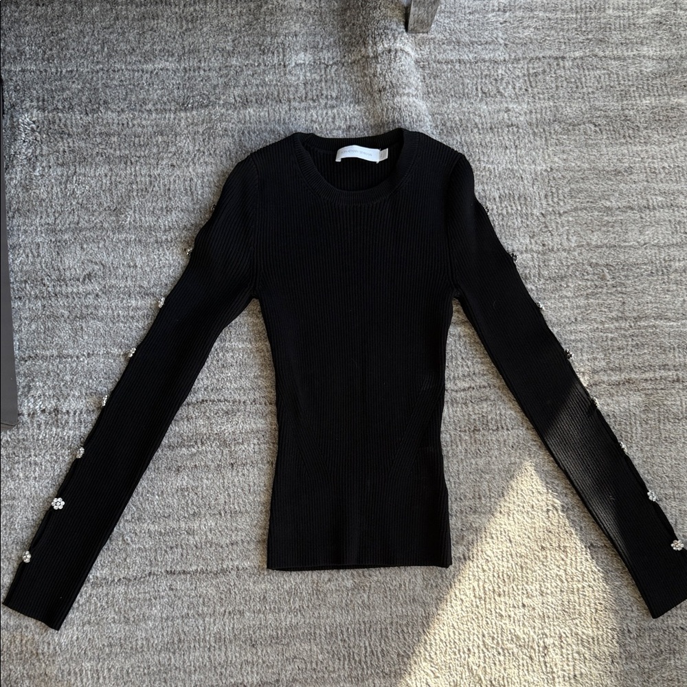 Simkhai Black Ribbed Women's Top with jewels and arm cut outs. Never worn